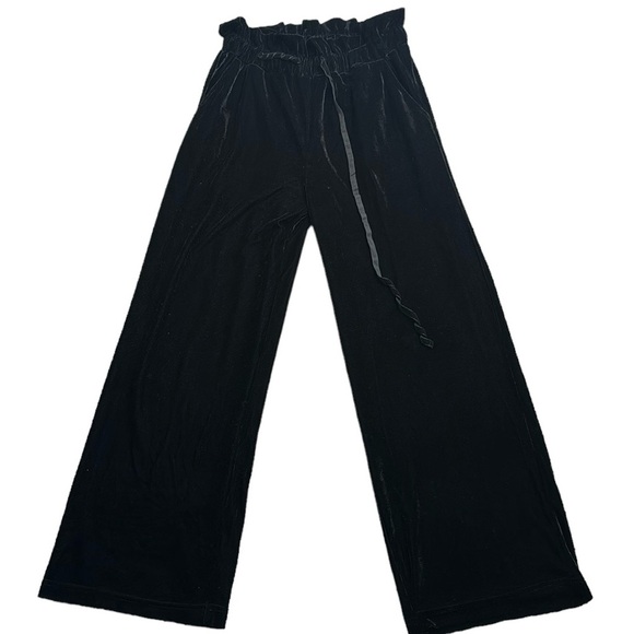 Sans souci wide leg velvet black pants elastic waist size small new - Picture 1 of 11